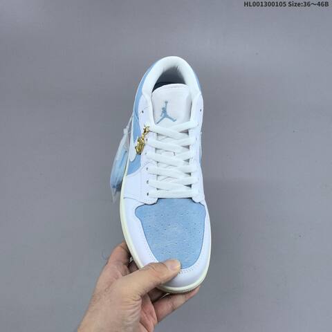 Jordan Air Jordan 1 Low Worn Blue White Light Blue 36 46B Basketball - Women's (BS-67102)