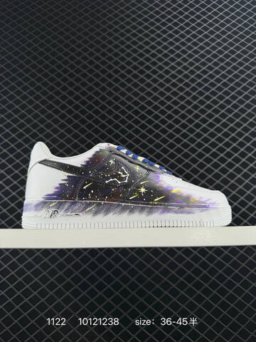 Nike Air Force 1 07 White Black With Multicolor Galaxy Custom Paint EU 36-45 5 Lifestyle - Unisex (BS-74053)