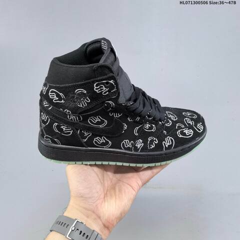 Jordan Air Jordan 1 Low Black White Graphic Print With Mint Outsole 36 47B Casual - Women's (BS-66024)
