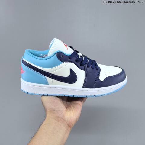 Jordan Air Jordan 1 Low White Navy Blue Light Blue 36 46 Basketball - Unisex (BS-67217)