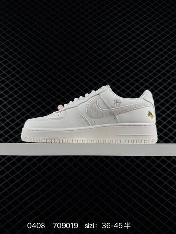Nike Air Force 1 07 CNY IQ1119-011 Sail Off-white With Multi-color Embroidered Mythical Creature Details Light Grey Chenille Swoosh EU 36-45 With Half Sizes Lifestyle - Unisex (BS-72236)