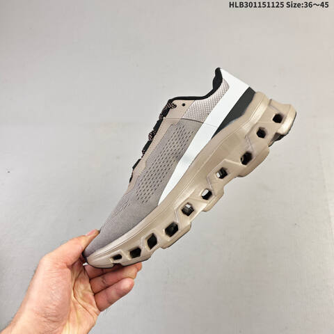On Cloudmonster Tan Grey Black White EU 36-45 Running Shoe Running Sneakers - Unisex (BS-69766)
