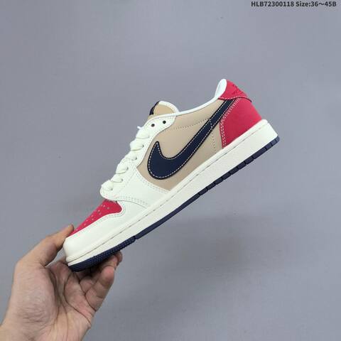 Jordan Air Jordan 1 Low x Travis Scott Sail Beige Red Navy EU 36-45 Casual - Unisex (BS-66933)
