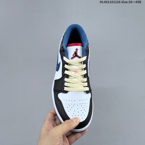 Jordan Air Jordan 1 Low Black White Blue Red 36 45B Basketball - Women's (BS-67264)