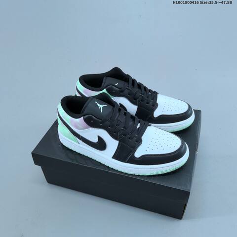 Jordan Air Jordan 1 Low SE Supernova Black White With Iridescent Pastel Green And Pink 35 5-47 5 Lifestyle - Unisex (BS-66168)
