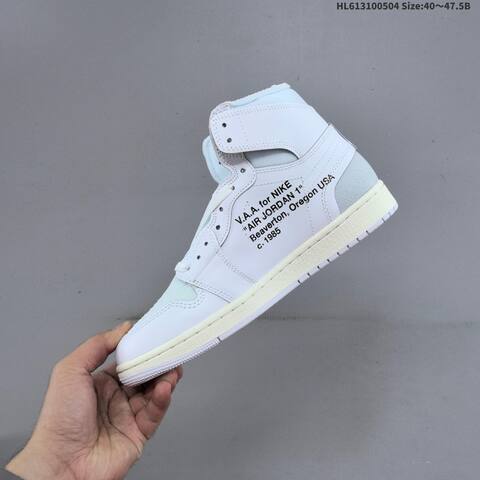 Jordan Air Jordan 1 High OG x Off-White White Light Blue Cream With Orange And Blue Accents 40 47 5 Lifestyle - Men's (BS-66053)
