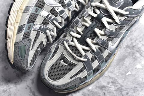 Nike P-6000 Grey Silver Cream White Blue Running Shoe BS-59692