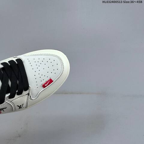 Jordan Air Jordan 1 Low White Black Red 36 45B Lifestyle - Women's (BS-65974)