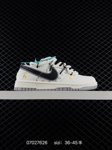 Nike Dunk Low White Black Gray With Monogram Accents 36-45 Skate - Unisex (BS-79044)