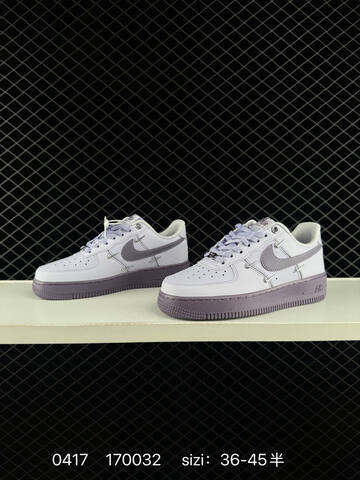 Nike Air Force 1 White With Light Purple Accents Dark Purple Outsole And Midsole EU 36-45 Lifestyle - Unisex BS-72032