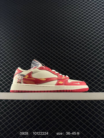 Jordan Air Jordan 1 Low Travis Scott Custom Beige Red White EU 36-45 Sneaker - Unisex BS-80612