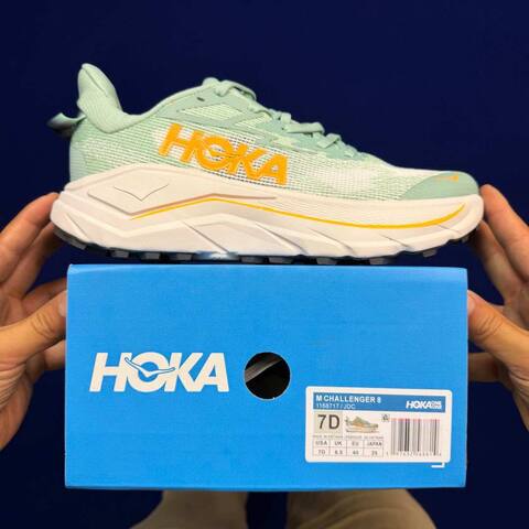 HOKA Challenger 8 Mint Green White Orange Trail Shoe Trail Running Sneakers BS-86846
