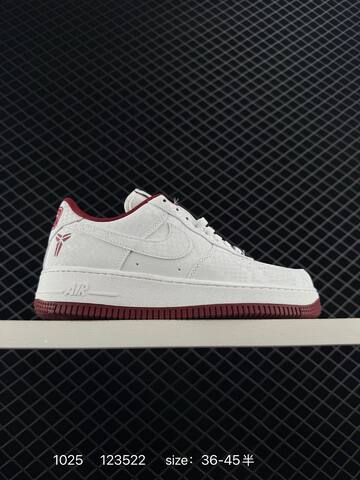 Nike Air Force 1 07 White Burgundy 36-45 Casual - Unisex (BS-74595)