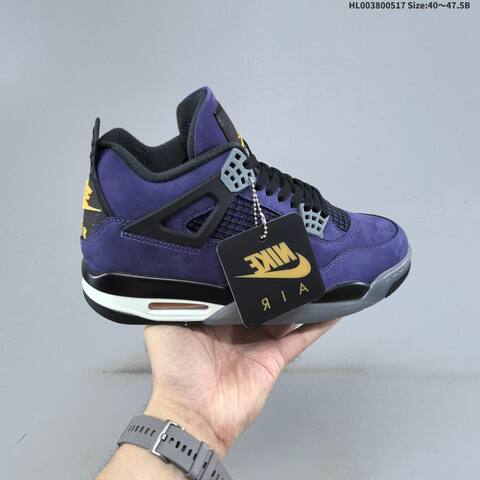 Jordan Air Jordan 4 Retro OG Imperial Purple Black Grey Yellow 40 47 5 Basketball - Men's (BS-65941)