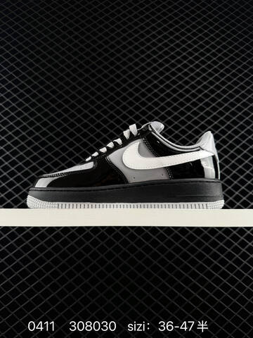 Nike Air Force 1 07 Black Grey White Patent Leather EU 36-47 5 Lifestyle - Unisex (BS-72174)