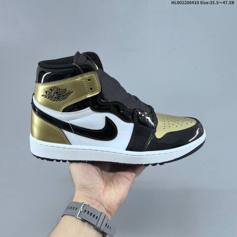 Jordan Air Jordan 1 High Golf Gold Toe Black White Metallic Gold 35 5-47 5 - Unisex (BS-66259)