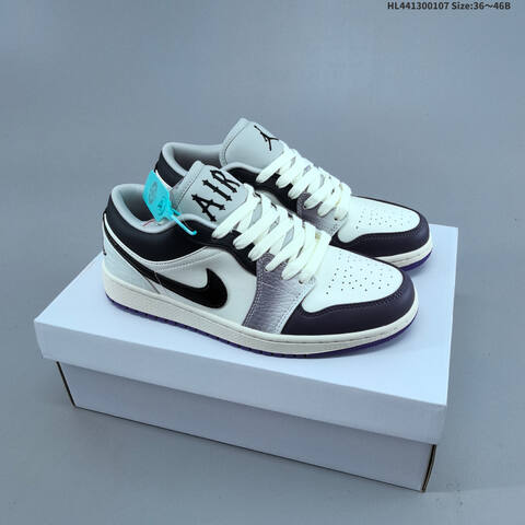 Jordan Air Jordan 1 Low White Black Purple EU 36-46 Casual - Unisex (BS-67062)