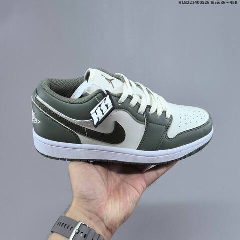 Nike Air Jordan 1 Low Olive Green Grey White EU 36 45 Casual - Unisex (BS-65868)