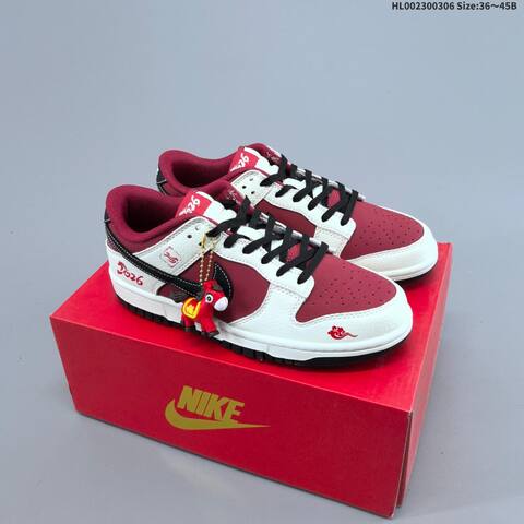 Nike SB Dunk Low Year Of The Horse Sail Burgundy Black Red White EU 36-45 Skate Shoe - Unisex BS-61458