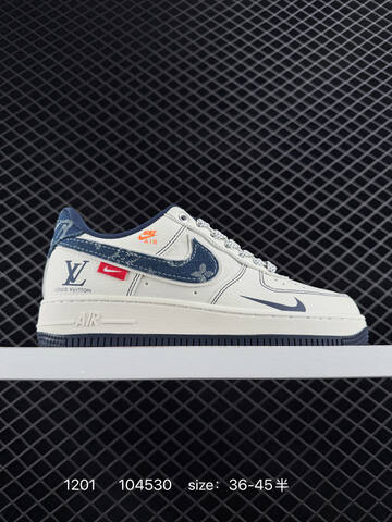 Nike Air Force 1 Off White Navy Blue Orange Red EU 36-45 Sneaker - Unisex BS-80133