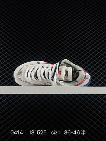 Nike Sacai x Nike VaporWaffle 3 0 Off-white Light Grey Suede Red Swoosh And Heel Detail Blue Midsole Accent White Midsole Black Outsole EU 36-46 Half Sizes Available Lifestyle - Unisex (BS-72118)