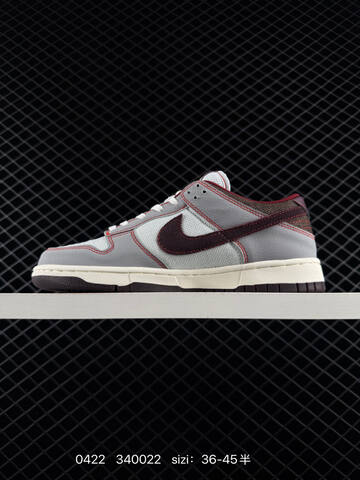 Nike Dunk Low Retro Grey White Burgundy Brown With Red Contrast Stitching EU 36-45 Half Sizes Available Skate - Unisex (BS-71945)