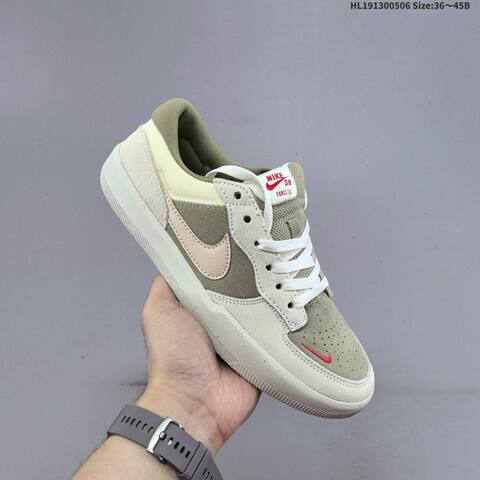 Nike SB Force 58 Light Olive Cream Beige Red White EU 36-45 Skate Shoe - Unisex BS-60477