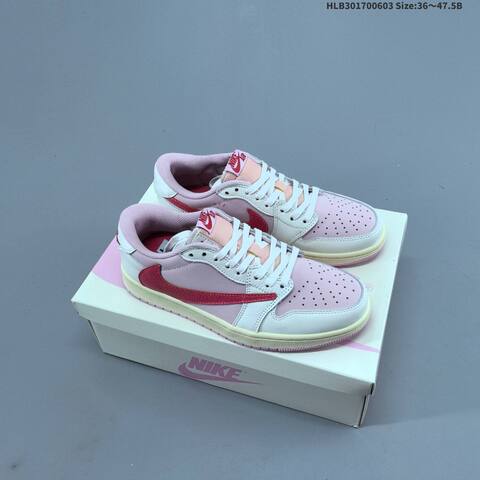 Nike Air Jordan 1 Low x Travis Scott White Pink Cream Pastel 36 47 5 Lifestyle - Unisex (BS-65813)