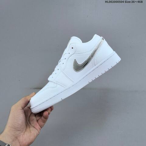 Jordan Air Jordan 1 Low White Metallic Silver 36 46B Casual - Women's (BS-66046)