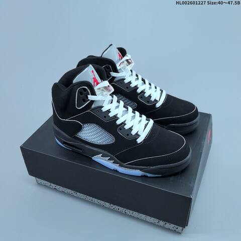 Jordan Air Jordan 5 Retro Black Metallic Silver White EU 40-47 5 Basketball - Men's (BS-67242)