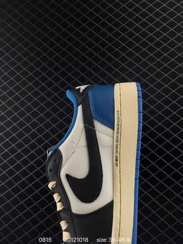 Jordan Air Jordan 1 Low Travis Scott Fragment DM7866-002 Sail Black Military Blue Cream EU 36-46 Sneaker - Unisex BS-80910