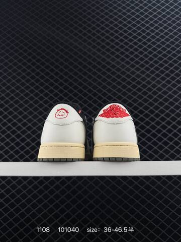 Jordan Travis Scott x Air Jordan 1 Low Black White Olive Cream Red EU 36-46 5 Sneaker - Unisex BS-80324