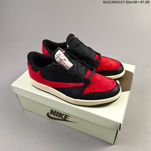 Jordan Air Jordan 1 Low OG x Travis Scott Black Red White 36-47 5 Lifestyle - Unisex (BS-63557)