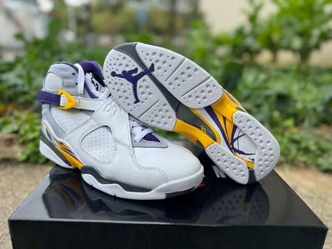 Jordan Air Jordan 8 305381-107 White Grey Yellow Purple Black Basketball Shoe BS-87314