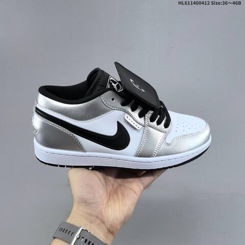 Jordan Air Jordan 1 Mid Silver White Black 36 46B Basketball - Women's (BS-66224)