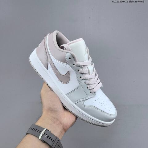 Nike Air Jordan 1 Low OG White Grey-pink 36 46B Casual - Women s BS-66176