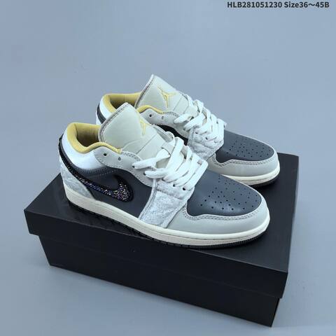 Jordan Air Jordan 1 Low SE Grey Cream Black Yellow EU 36-45 Lifestyle - Unisex (BS-67176)