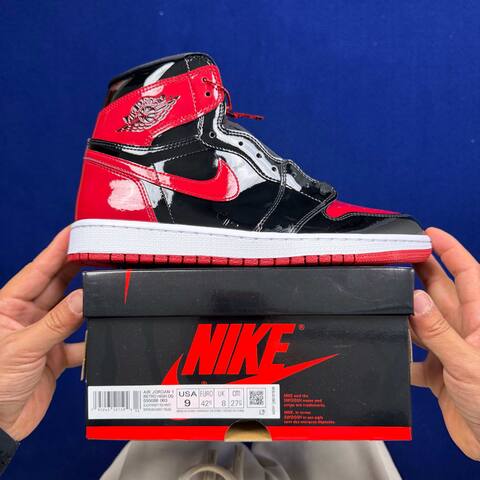 Jordan Air Jordan 1 Retro High OG Patent Bred 555088-063 Black Red White EU 42 5 Basketball Shoe - Men s BS-87159