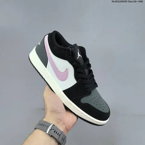 Jordan Air Jordan 1 Low Black White Gray Pink 36 46 Basketball - Unisex BS-66040