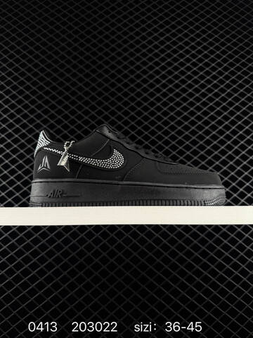 Nike Air Force 1 07 Black With Rhinestone Swoosh Accents EU 36-45 Lifestyle - Unisex (BS-72125)