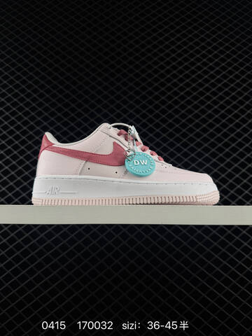Nike Air Force 1 07 Light Pink With Berry Pink Swoosh Laces And Heel Accents White Midsole EU 36-45 Half Sizes Available Lifestyle - Unisex (BS-72084)