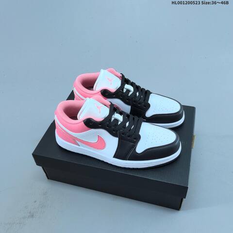 Jordan Air Jordan 1 Low Black White Pink 36 46B Lifestyle - Women's (BS-65894)