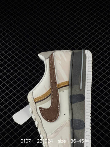 Nike Air Force 1 Low Cream White With Brown And Tan Accents 36-45 Lifestyle - Unisex (BS-73263)