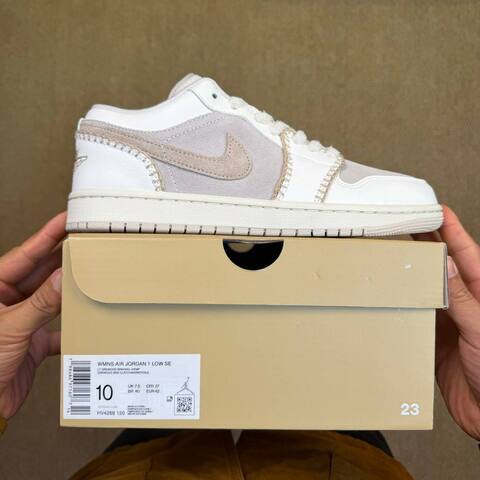 Jordan Air Jordan 1 Low SE HV4268-120 White Light Grey Beige Sail US 10 UK 7 5 EUR 42 Sneaker - Men s BS-87230