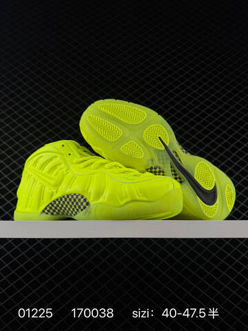 Nike Foamposite One Neon Yellow Volt With Black Checkered Accents 40-47 5 Basketball - Men's (BS-72965)