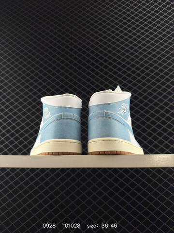 Jordan Air Jordan 1 Mid Denim HQ2005-100 White Light Blue Sail Gum Brown EU 36-46 Basketball Shoe - Unisex BS-80610