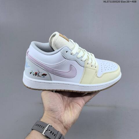 Jordan Air Jordan 1 Low White Pastel Pink Cream Light Blue 36-40 Basketball - Unisex (BS-65910)