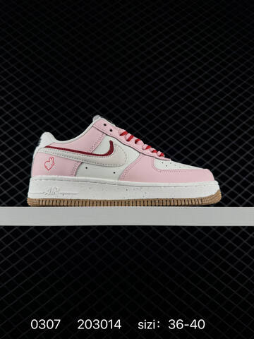 Nike Air Force 1 07 Pink White Red With Gum Sole 36-40 Casual - Unisex (BS-72754)