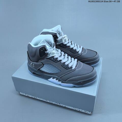 Jordan Air Jordan 5 Retro Wolf Grey White 36 47 5B Basketball - Unisex (BS-66981)