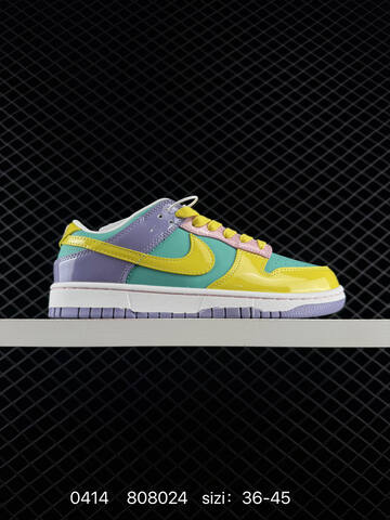 Nike Dunk Low Multi-color Patent Leather Yellow Turquoise Light Purple Pink White EU 36-45 Lifestyle - Unisex (BS-72106)